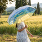 Floral Print Compact Folding Umbrella with Automatic Open and Wind Resistant Frame