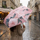Floral Print Compact Folding Umbrella with Automatic Open and Wind Resistant Frame