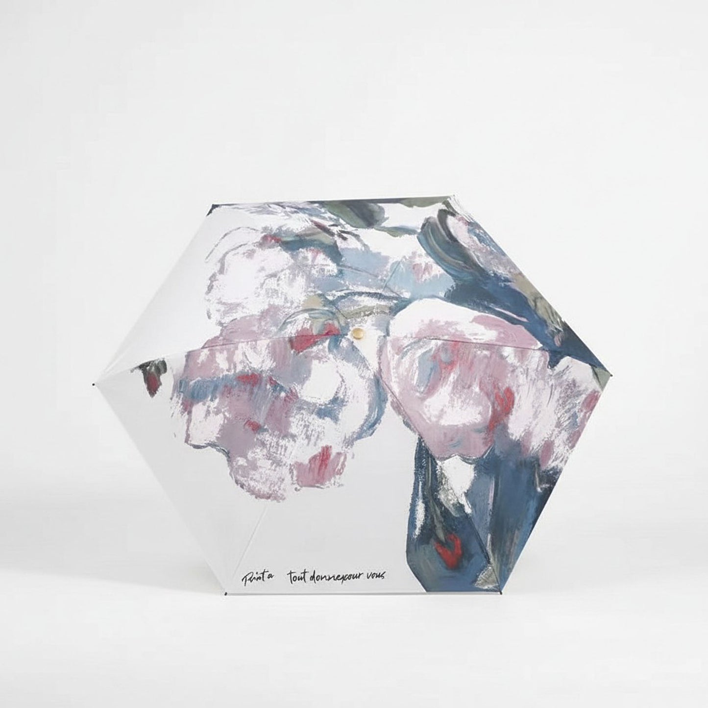 Floral Print Compact Folding Umbrella with Automatic Open and Wind Resistant Frame