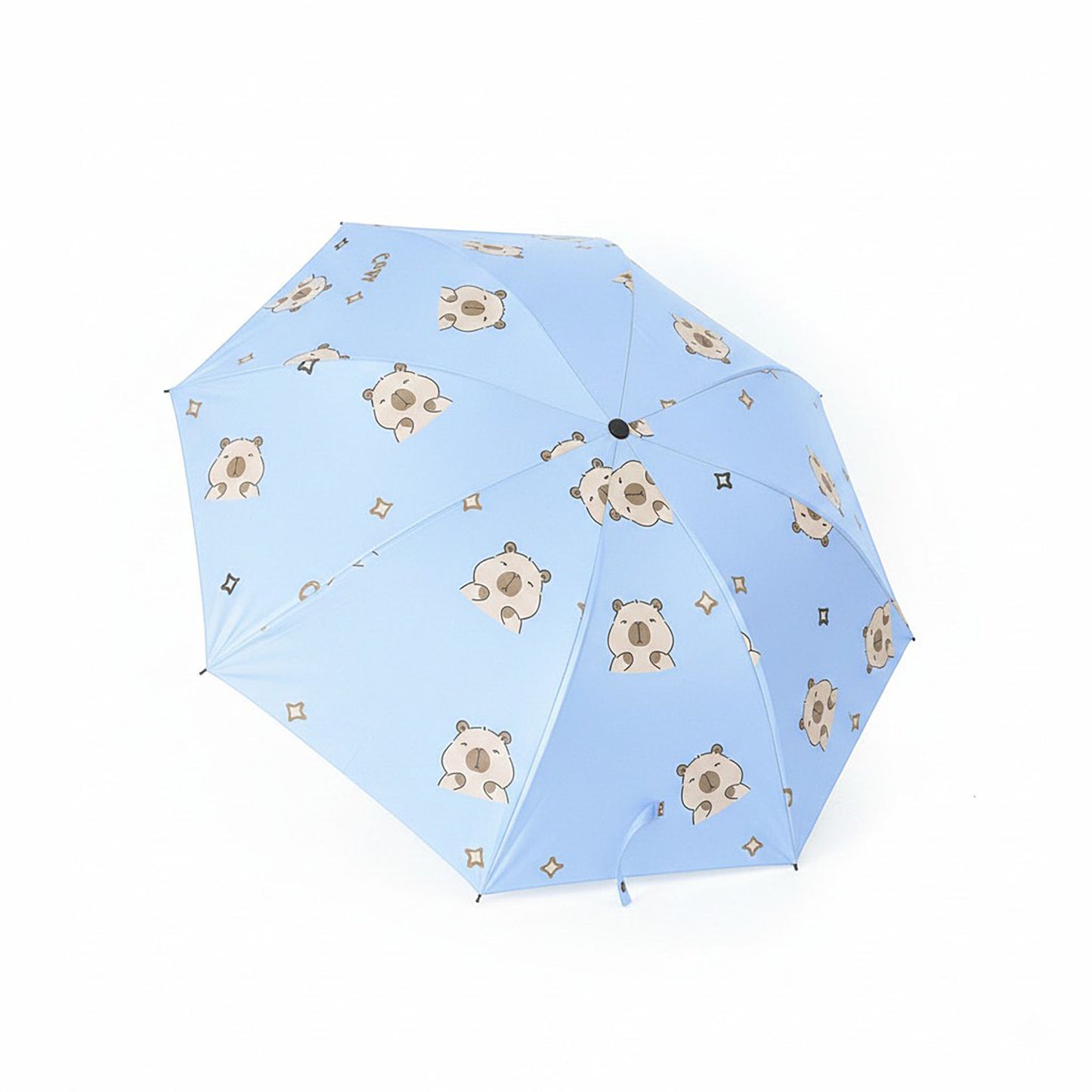 Bear Print Compact Folding Umbrella with Automatic Open and Matching Storage Sleeve