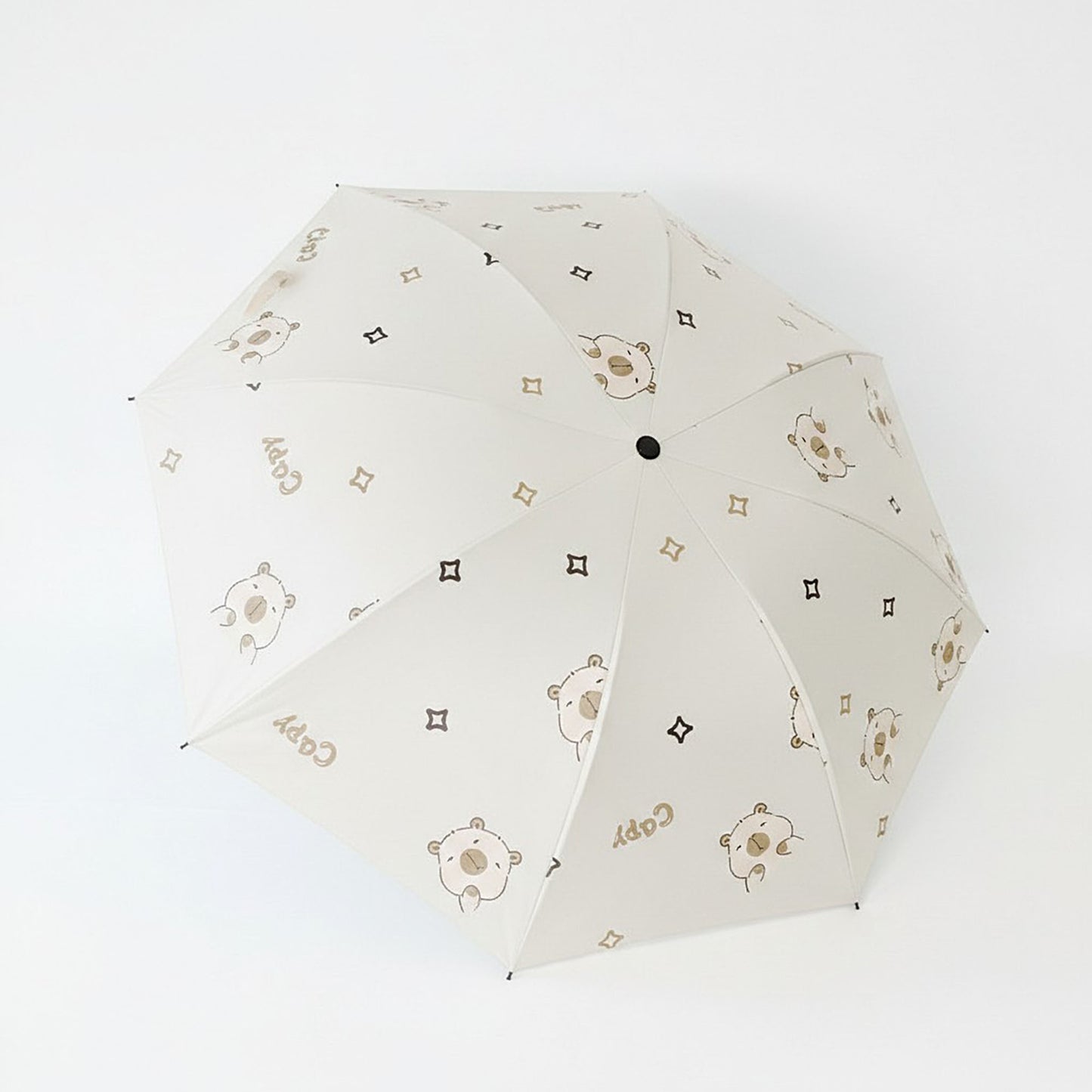 Bear Print Compact Folding Umbrella with Automatic Open and Matching Storage Sleeve