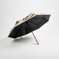 Modern Graphic Print Compact Folding Umbrella with Automatic Open and Wood Handle