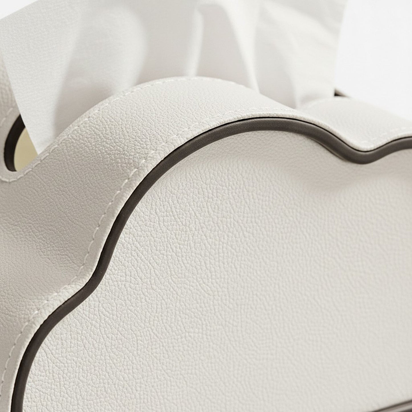 Cloud Shape Tissue Box Cover with Faux Leather Finish