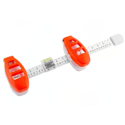 Wall Mount Measuring and Leveling Tool with Dual Position Markers and Built In Bubble Level