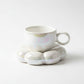 Sculpted Bubble Base Ceramic Coffee Mug with Matching Saucer