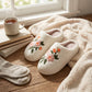 Sherpa Lined Closed Toe Slippers with Floral Embroidery