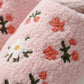 Sherpa Lined Closed Toe Slippers with Floral Embroidery