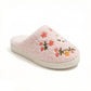 Sherpa Lined Closed Toe Slippers with Floral Embroidery