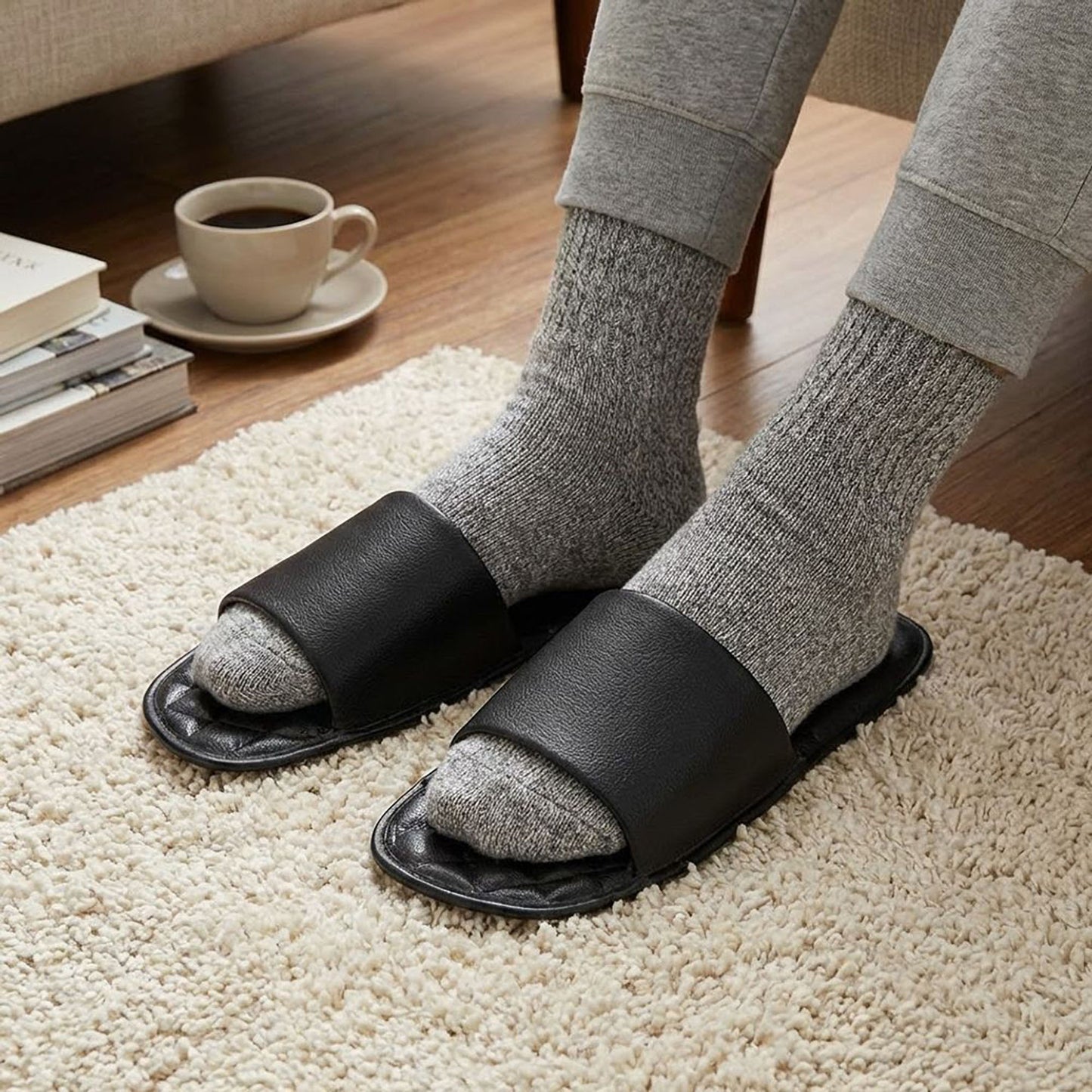 Lightweight Slide Sandals with Textured Footbed