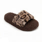 Leopard Faux Fur Slide Slippers with Plush Footbed