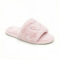 Plush Heart Detail Slide Slippers with Cushioned Sole
