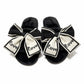 Plush Slide Slippers with Bow and Graphic Detail
