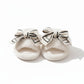Plush Slide Slippers with Bow and Graphic Detail