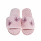 Plush Slide Slippers with Embroidered Butterfly Detail