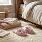 Plush Slide Slippers with Embroidered Butterfly Detail