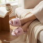 Plush Slide Slippers with Embroidered Butterfly Detail