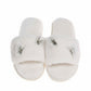 Plush Slide Slippers with Embroidered Butterfly Detail