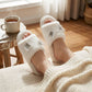 Plush Slide Slippers with Embroidered Butterfly Detail