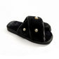 Plush Slide Slippers with Pearl Embellishment Detail