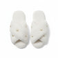 Plush Slide Slippers with Pearl Embellishment Detail