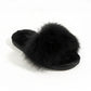 Plush Faux Fur Slide Slippers with Fluffy Strap