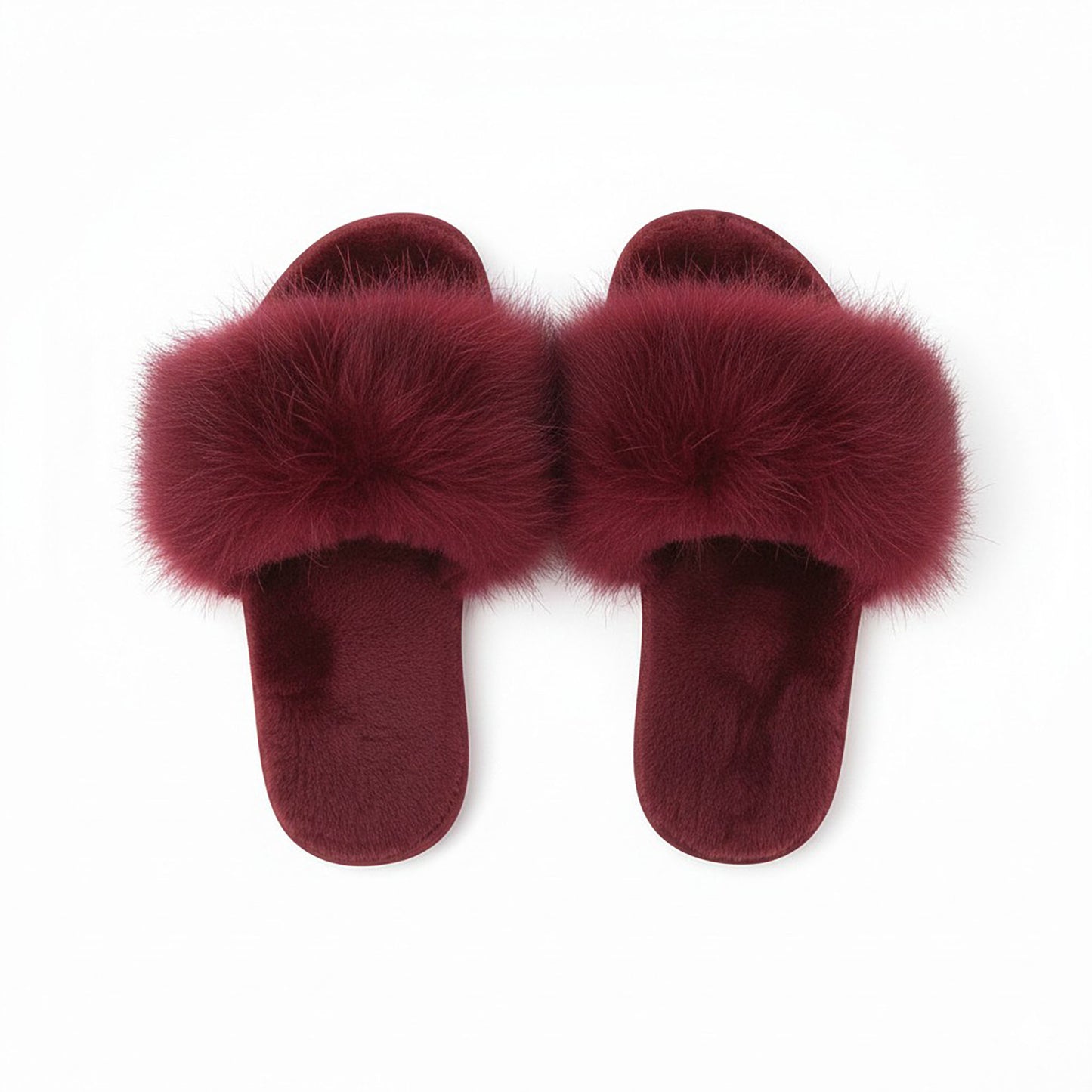 Plush Faux Fur Slide Slippers with Fluffy Strap