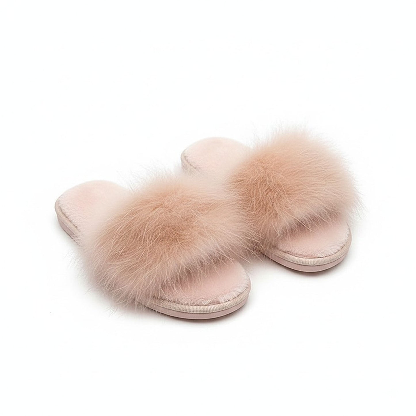 Plush Faux Fur Slide Slippers with Fluffy Strap