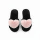 Plush Slide Slippers with Faux Fur Pom Detail