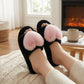Plush Slide Slippers with Faux Fur Pom Detail