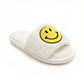 Plush Slide Slippers with Smiley Graphic Detail