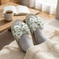 Indoor Slide Slippers with Heart Print Bow Detail