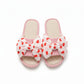 Indoor Slide Slippers with Heart Print Bow Detail
