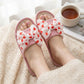 Indoor Slide Slippers with Heart Print Bow Detail