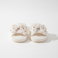 Plush Indoor Slide Slippers with Heart Bow Detail