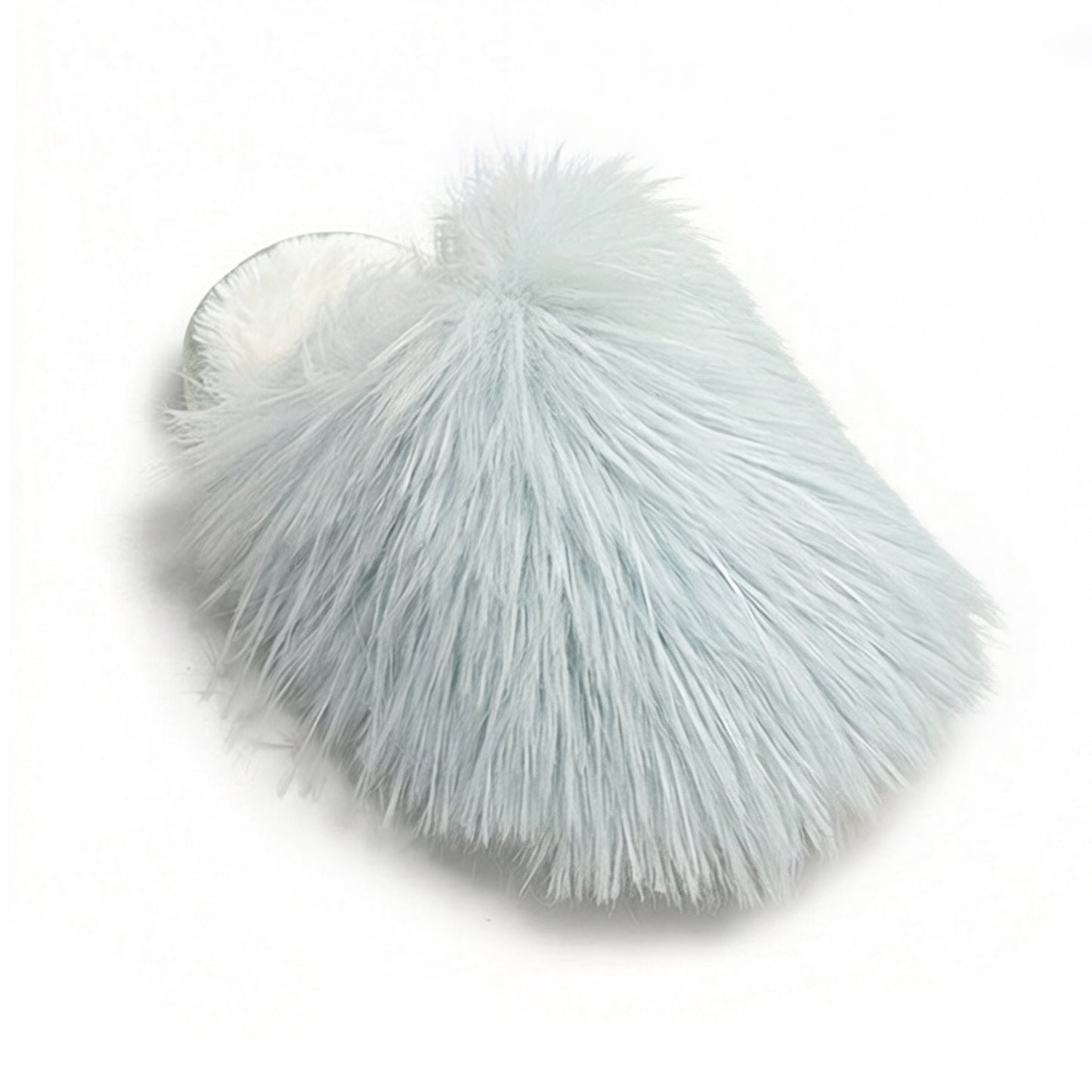 Faux Fur Indoor Slide Slippers with Plush Strap