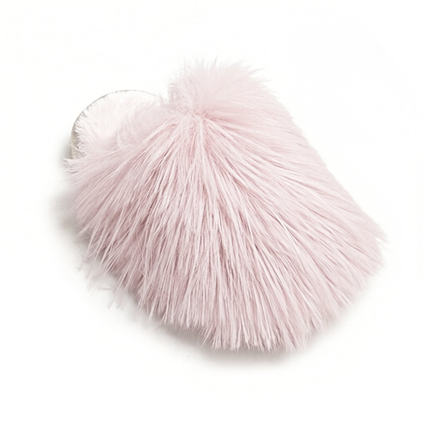 Faux Fur Indoor Slide Slippers with Plush Strap