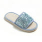 Sequin Indoor Slide Slippers with Cushioned Sole and Breathable Woven Footbed
