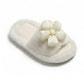 Plush Indoor Slide Slippers with 3D Floral Detail and Cushioned Sole Design