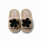 Plush Indoor Slide Slippers with 3D Floral Detail and Cushioned Sole Design