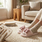 Plush Indoor Slide Slippers with 3D Floral Detail and Cushioned Sole Design