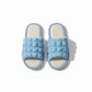 Textured Indoor Slide Slippers with Cushioned Sole and Breathable Woven Footbed