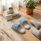Textured Indoor Slide Slippers with Cushioned Sole and Breathable Woven Footbed