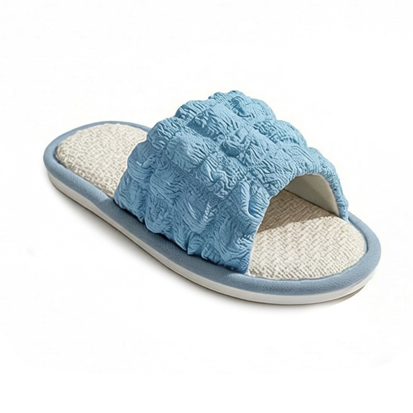 Textured Indoor Slide Slippers with Cushioned Sole and Breathable Woven Footbed