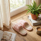 Textured Indoor Slide Slippers with Cushioned Sole and Breathable Woven Footbed