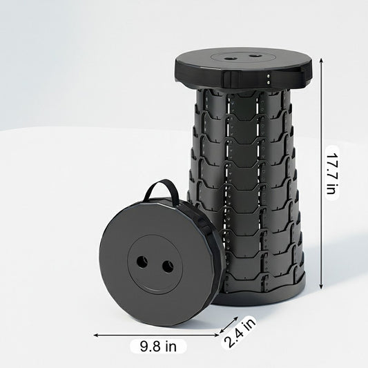 Collapsible Folding Stool with Adjustable Height Portable Retractable Design and Carry Handle