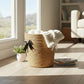 Round Storage Basket Decorative Rope Organizer with Bow Accent and Open Top Design