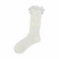 Sheer Lace Thigh High Stockings with Ruffle Trim, Stretch Floral Knit Over the Knee Hosiery