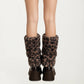 Leopard Print Plush Leg Warmers, Soft Faux Fur Slouchy Boot Covers for Cozy Layered Styling
