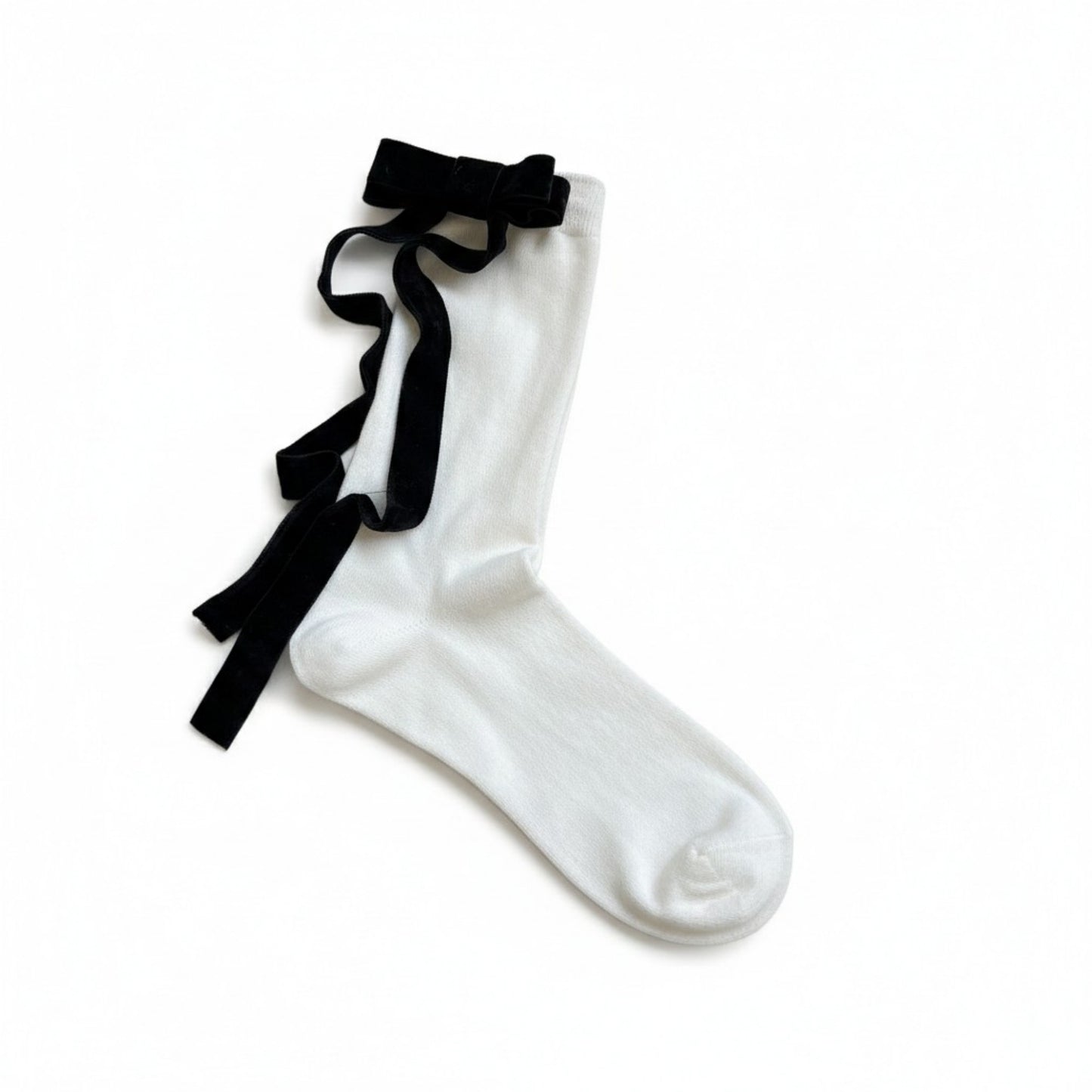 Knee High Bow Ribbon Socks with Ruffle Trim, Soft Stretch Tall Dress Socks