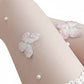 Sheer Butterfly Applique Tights, Stretch Fit Lightweight Embellished Pantyhose Stockings